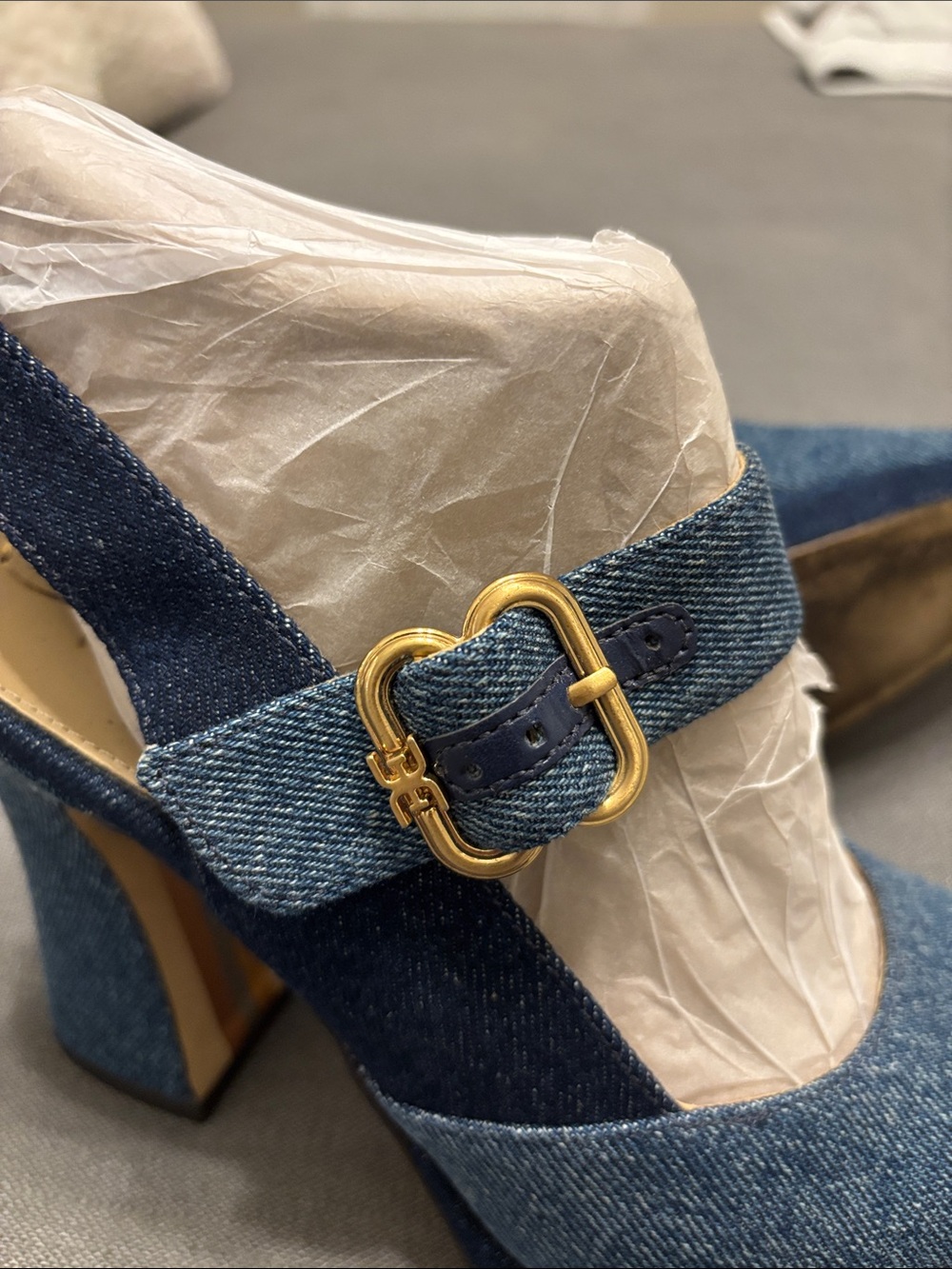 Sam Edelman Jildie Denim Mary Jane Block Pumps - Picture 9 of 11